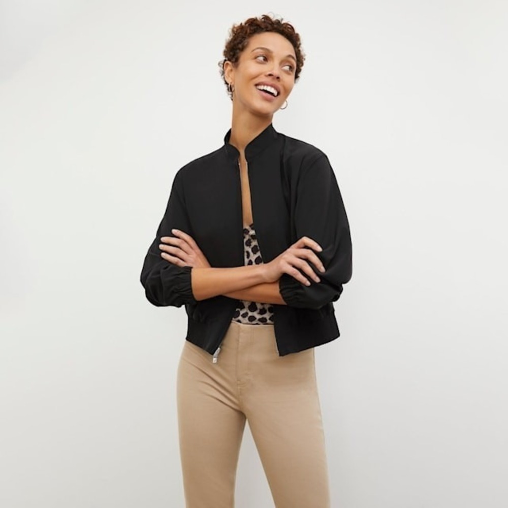 M.M. Lafleur Womens The Langley Bomber Jacker‎ Origami Tech Black XL Minimalist